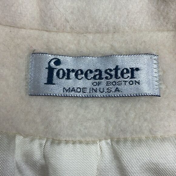 70s Vintage Ivory Wool Forecaster Coat military naval style double breasted Med - Picture 4 of 12